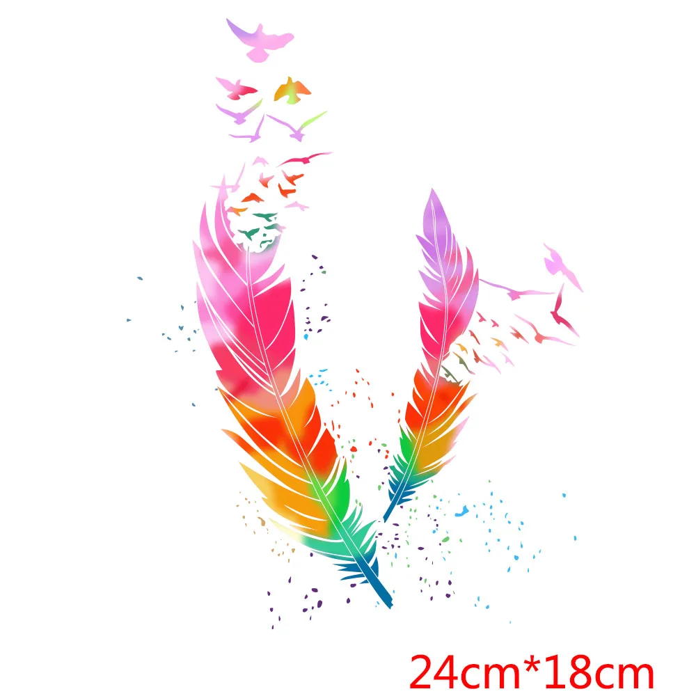 Feather Patch Patches for Clothing Heat Transfer Stickers Iron on Transfers for Clothing Parches Bordados Para La Ropa Applique