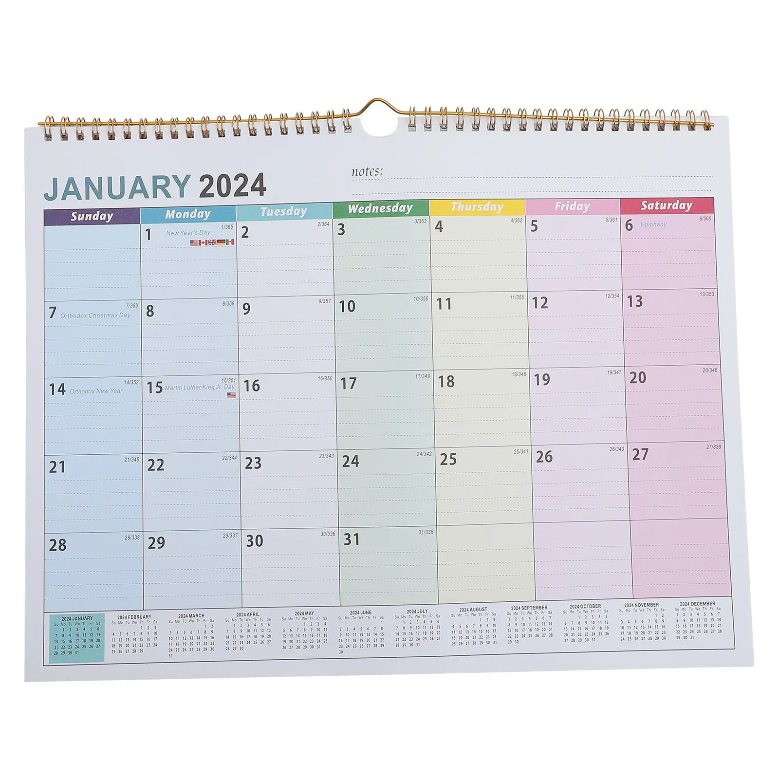 Large Monthly Wall Calendar 2024 Spiral Bound Space Saving Hanging Calendar for Office Home Family Planning Schedule Tracker
