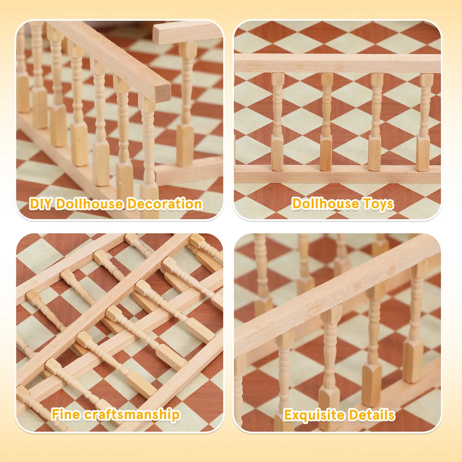 

2 шт. деревянных миниатюрных поручней премиум-класса, мебель в масштабе 1:12 для самостоятельного изготовления кукольного домика, аксессуары для детских ролевых игр