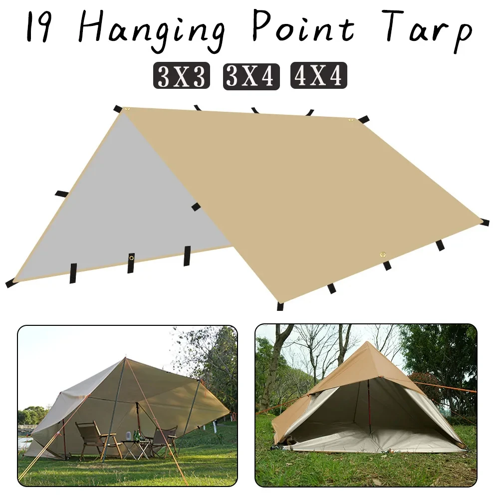 

DIY 19 Hanging Points Tent Tarp Screen Survival Sun Shelter Shade Canopy Outdoor Backpacking Waterproof Camping Awning SunShade