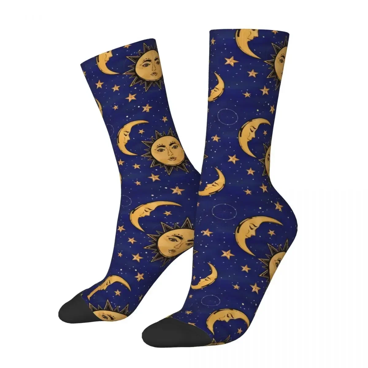 Crazy compression Moon And Sun Stars Sock for Men Harajuku Space Galaxy Quality Pattern Crew Sock Novelty