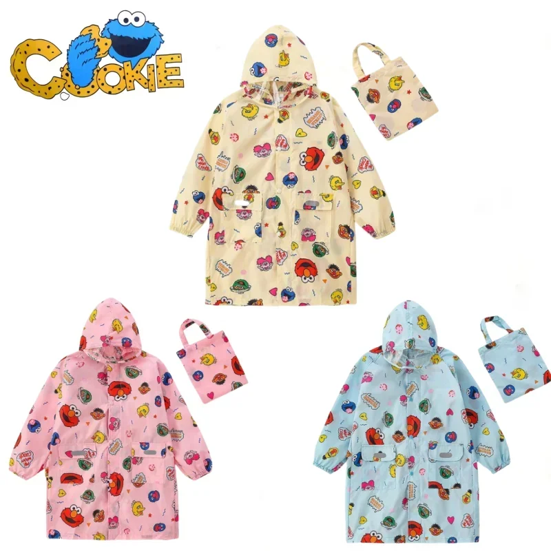 Sesame Street Quick-drying Light Raincoat Children and Students Bring School Bags Raincoats Cartoon Raincoat Storage Bag Gifts