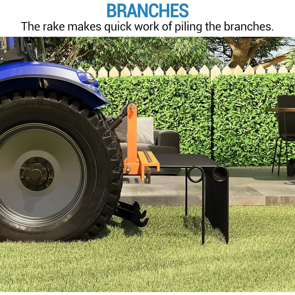 مشط عشب الصنوبر الصلب المطلي بمسحوق متين، مشط منظر طبيعي زنبركي فولاذي يعلق على Cat 0 Cat 1، وصلة 3 نقاط للجرار