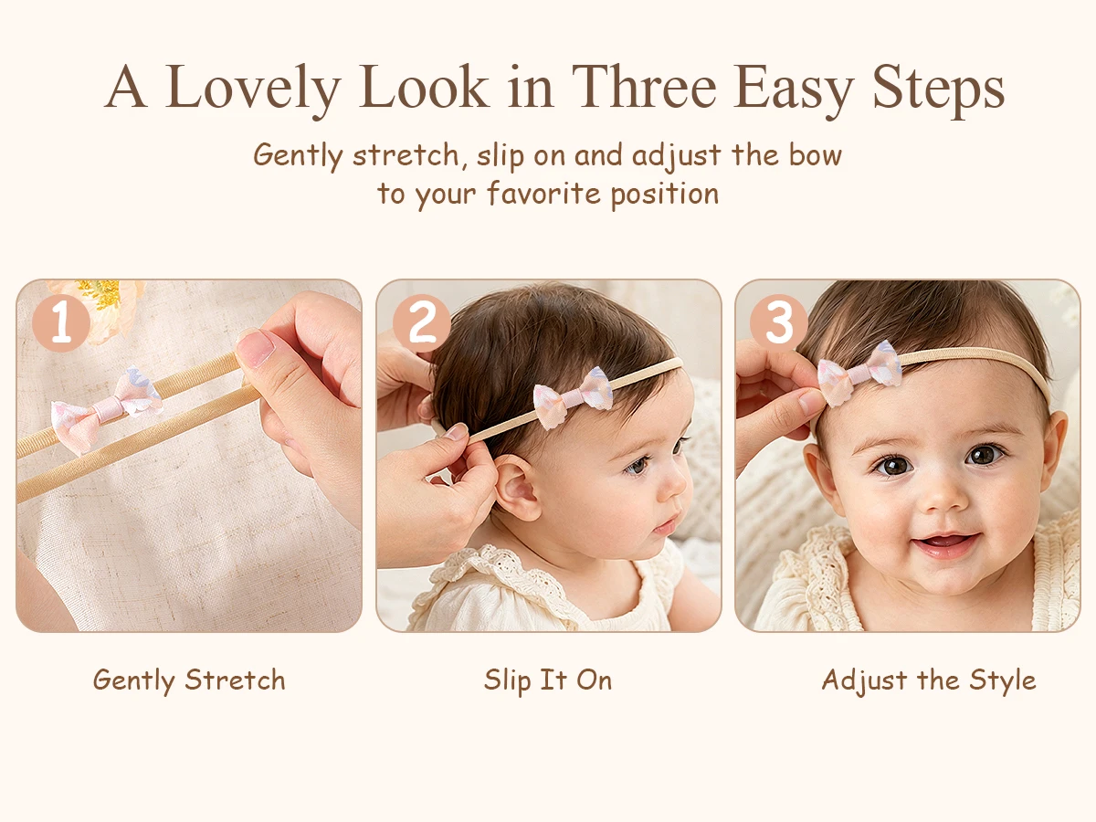 BABY BOWS 10 Teile/satz Spitze Blume Bögen Stirnband Baby Mädchen Leder Bowknot Nylon Elastische Haarband Neugeborenen Samt Haar Zubehör – Detail 4