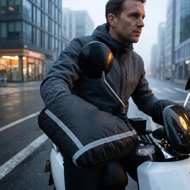 Moto Handlebar Cold Proof Gloves Windproof Thermal with Reflective Strip Handle Bar Cover for Winter Scooter Commuting