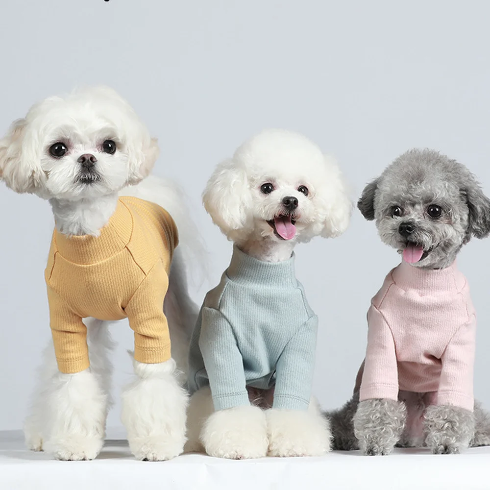 Autumn and Winter Dog Clothes Cotton Bottoming Shirt Tight Fitting Warm Stretch Long Dog Clothes Designer Dog Clothes Dog Shirt