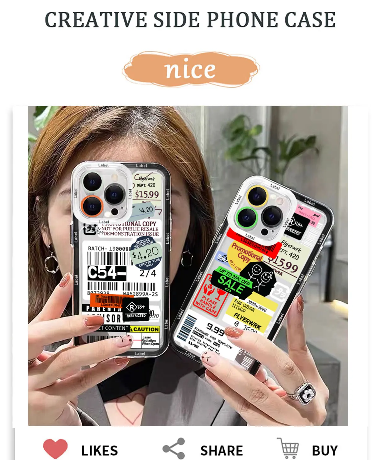 Fashion Stamp Label Barcode Phone Case For Xiaomi Redmi Note 13 13C 12 12C 11 10 10C 10s 9 9s 9A 9T 9C Pro Max Plus 4G 5G Cover