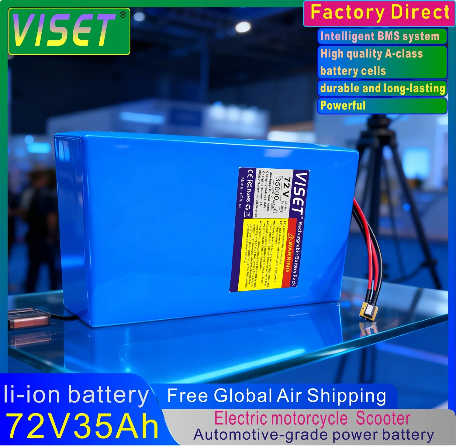 2026 New18650 72V 35Ah بطارية ليثيوم أيون مع المدمج في BMS 250-3000W بطارية عالية الطاقة EScooter Ebike بطارية حزمة شاحن