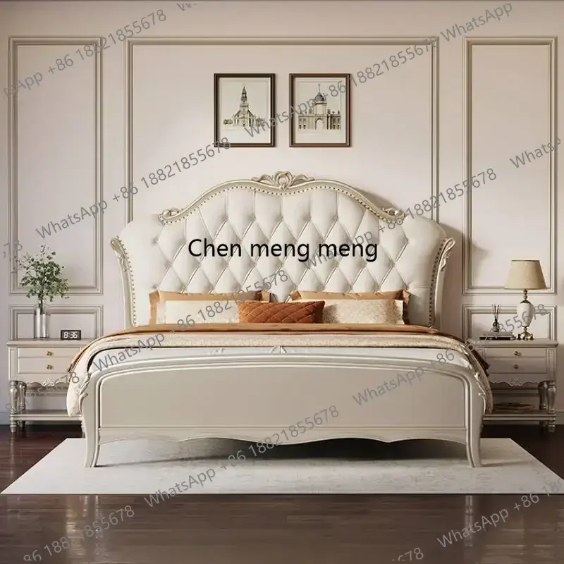 

Waterproof Bedroom Double Bed Princess Designer Wooden Luxury Double Bed Headboards Modern High Camas Queen Home Furniture