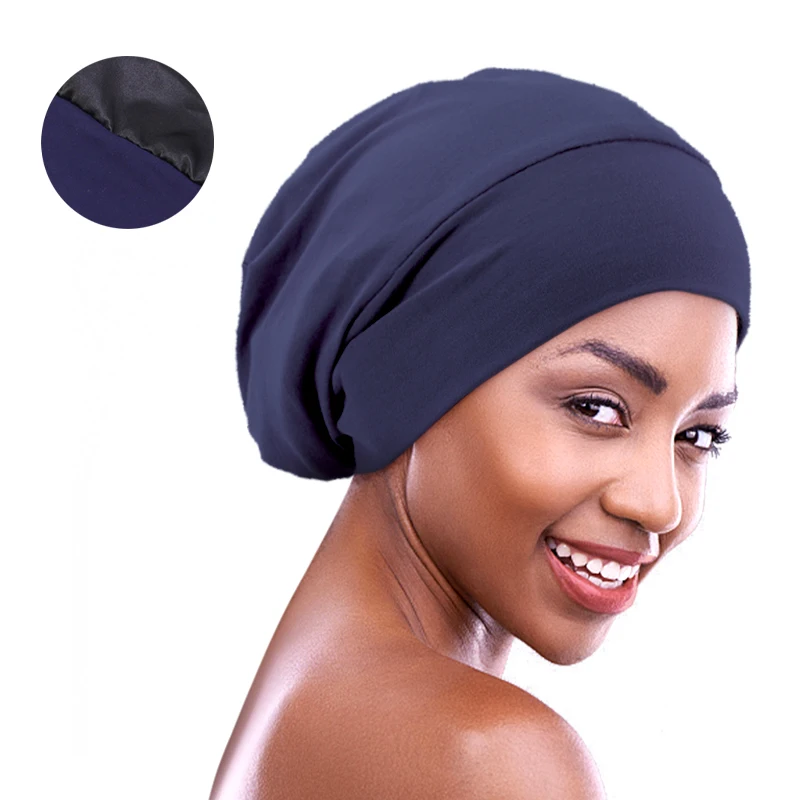 New Women Satin Lined Sleeping Beanie Hat Muslim Inner Cap Bonnet Hair Loss Headwear Cancer Chemo Cap Muslim Scarf Skullies Cap