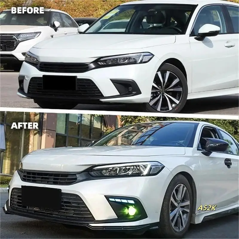 

Светодиодные дневные ходовые огни Янтарный указатель поворота Синие противотуманные фары при слабом освещении (DRL) для Honda Civic 11th 2022 2023