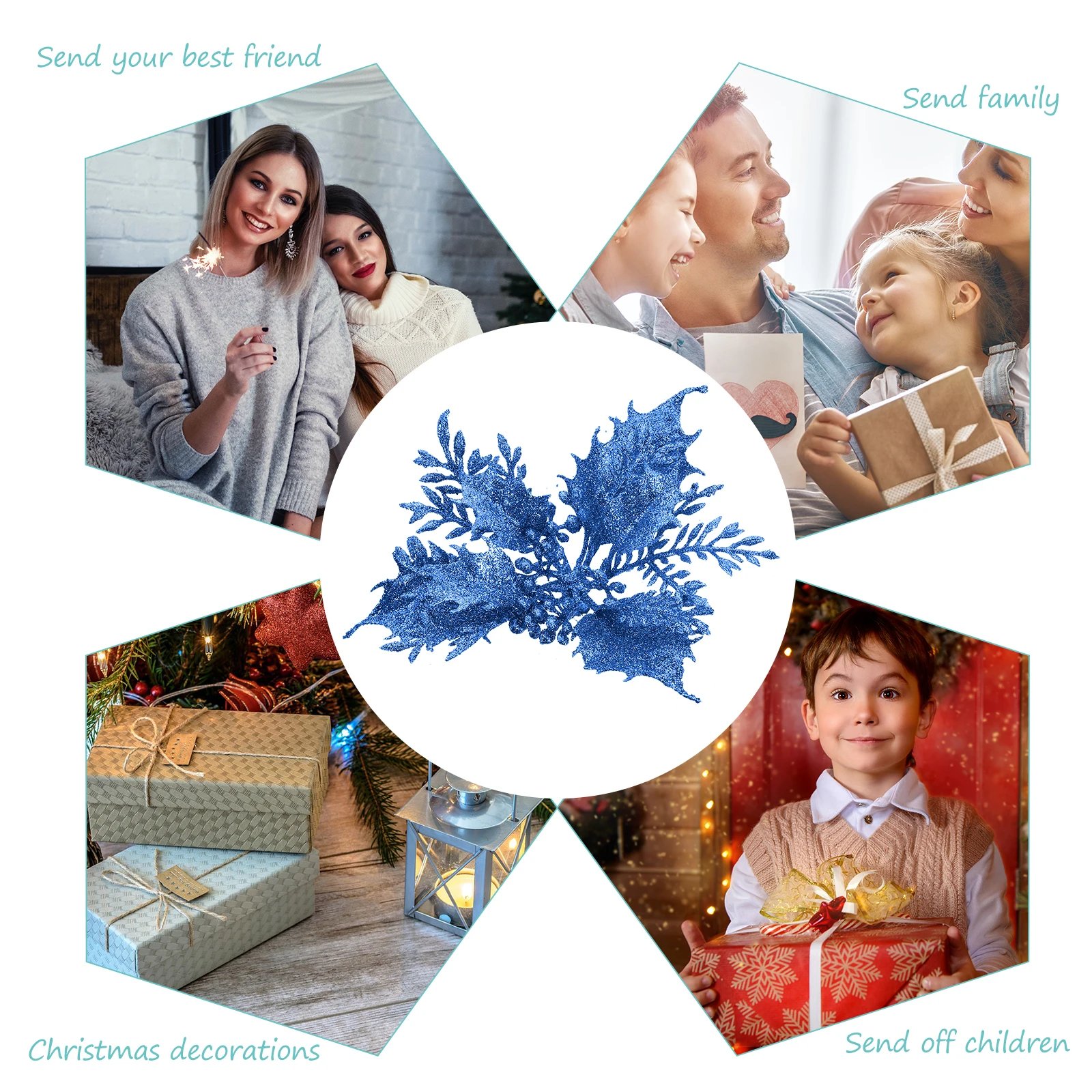 

24Pcs Xmas Tree Hanging Cloth Flower Simulated Pendant Christmas Party Supplies Holiday Decoration Flower Pendant