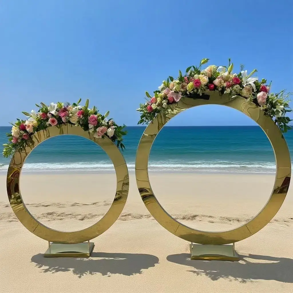 

Stainless Steel Round Wedding Backdrop Stand with Flower Ring | Birthday Party & Outdoor Balloon Decoration Kit