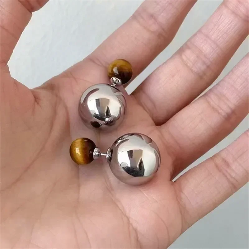 2024 New Metallic Ball Earrings For Women Creative Luxury Design Earing