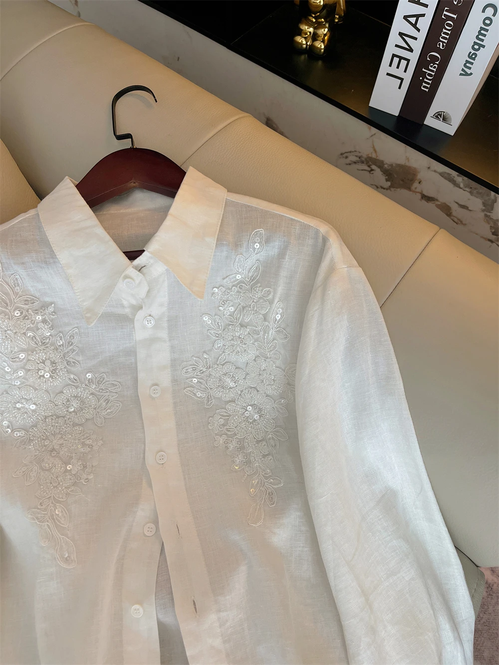 

Ele Heavy Embroidery Collar irt Loose Fit Slimming Base Layer irt for Men And Women Casual Sle Long Sve