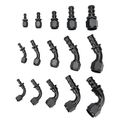 Straight Push Lock Barb Tipo Mangueira End Fittings Kits, Linha de borracha, óleo, combustível, adaptador de mangueira, 45, 90, 180 graus, 4AN, 6AN, 8AN, 10AN, 12AN