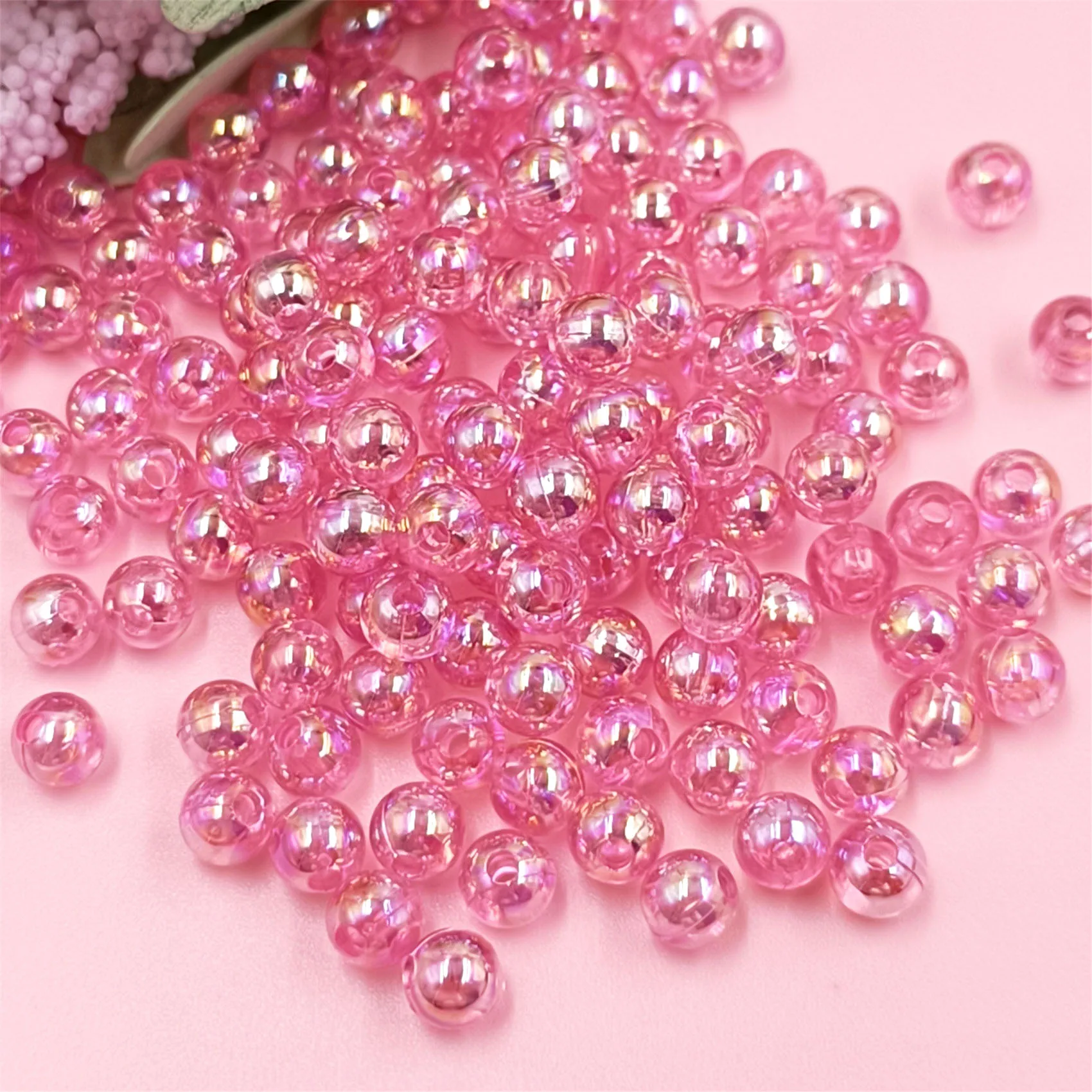 40-200Pcs 4-8mm Acrylic AB Color Transparent Round Loose Beads DIY Jewelry Making Necklace Bracelet Material Wholesale