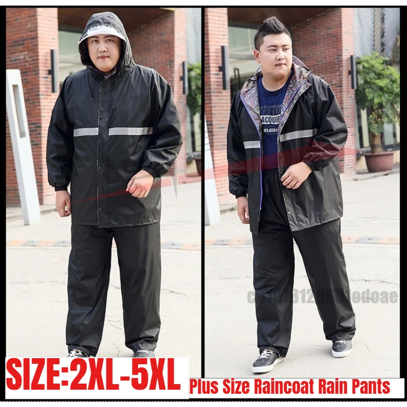 

Мотоциклетный дождевой костюм для мужчин, 140 кг, увеличенный размер, светоотражающий, водонепроницаемый, куртка и брюки, экипировка для езды