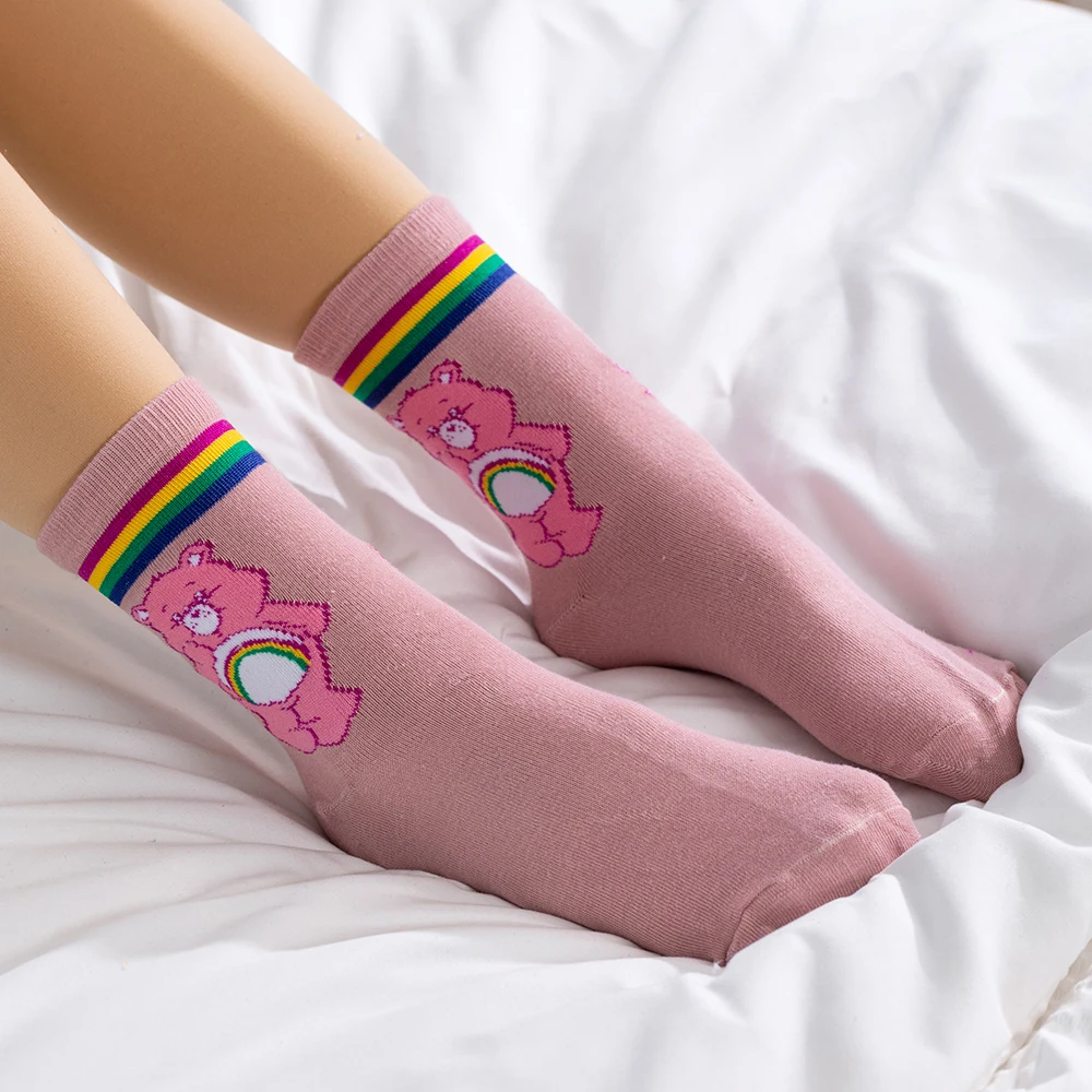 Care Bears Neue Cartoon-Damen-Mittelsocken, Kawaii-Bärenmuster-Mittelsocken, Mädchensocken, lässige weiche Socken – Detail 16