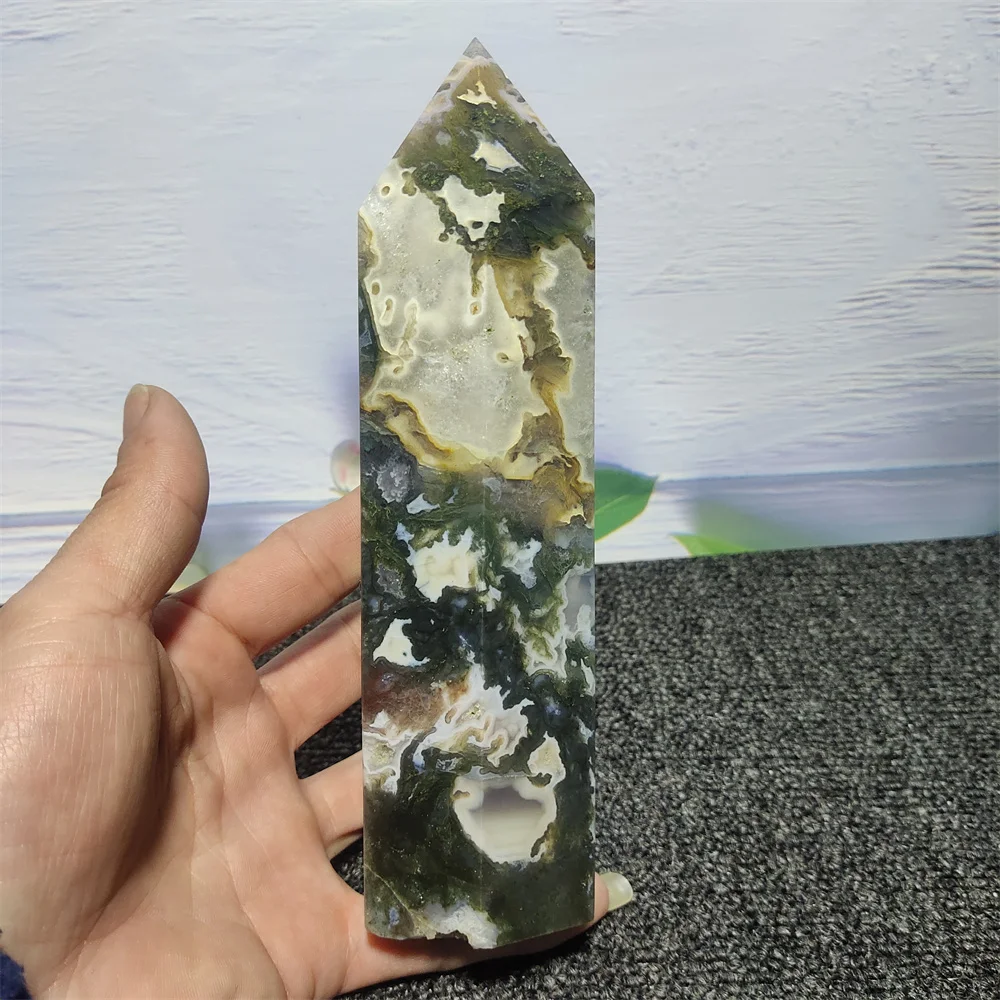 Imagem -06 - Água de Cristal Natural Grama Ágata Geode Hexágono Prisma Torre Obelisco Meditação Espiritual Reiki Presente Pedra Decoração para Casa