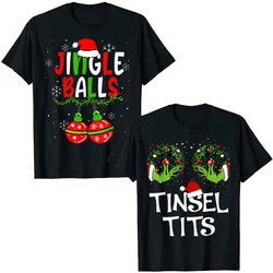 Jingle Balls Tinsel Tits Funny Matching Couple Chestnuts T-Shirt Christmas Pajamas Women Men Xmas Gift Y2k Top BF GF Graphic Tee