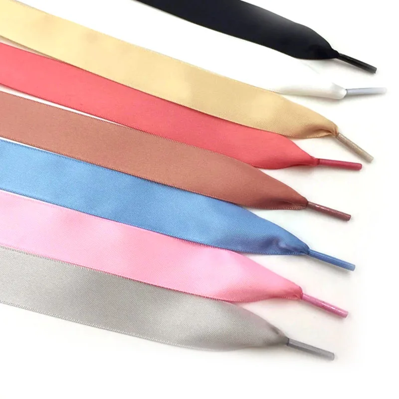 

Chiffon Double Side Glossy Shoe Laces 70-160cm Flat Silk Ribbon Shoelaces Sneaker 2.22cm Width 1 Pair Drop Shipping