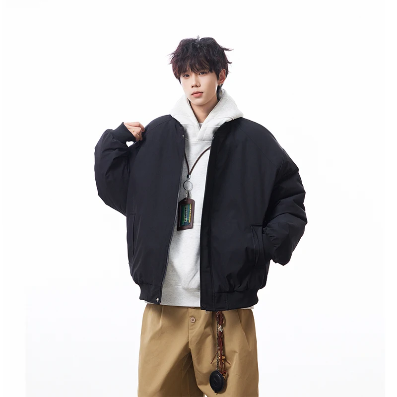 

Новейшая мужская зимняя свободная хлопковая куртка с бейсбольным воротником и толстым бархатом, мягкая теплая и удобная универсальная хлопковая куртка