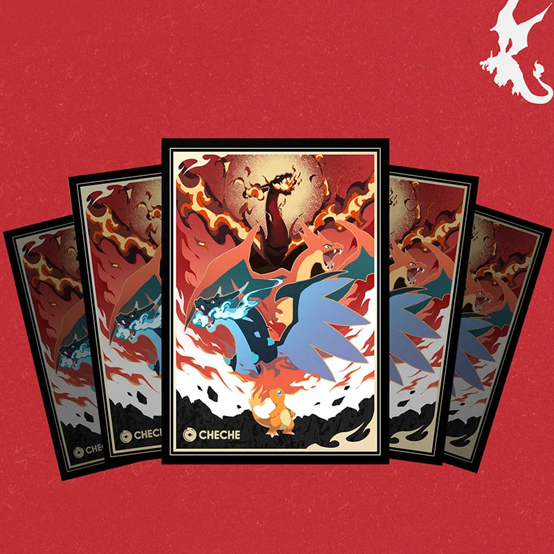 

64 шт./компл., матовый чехол для карт Charizard PTCG, аниме, игровая коллекция, защитный чехол для карт, подарочная игрушка 66*92 мм