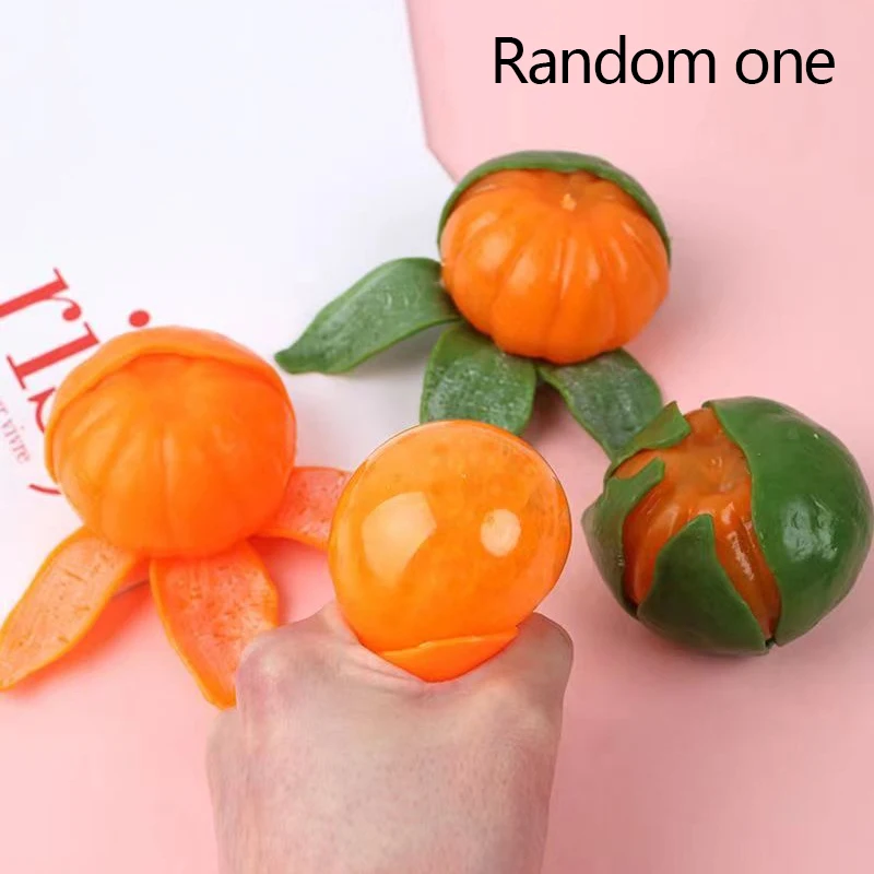 

Random One Green Yellow Simulated Peeling Orange Fruit Vent Toys Peeling Orange Prank Toy Squeeze Slow Bounce Decompression Toys