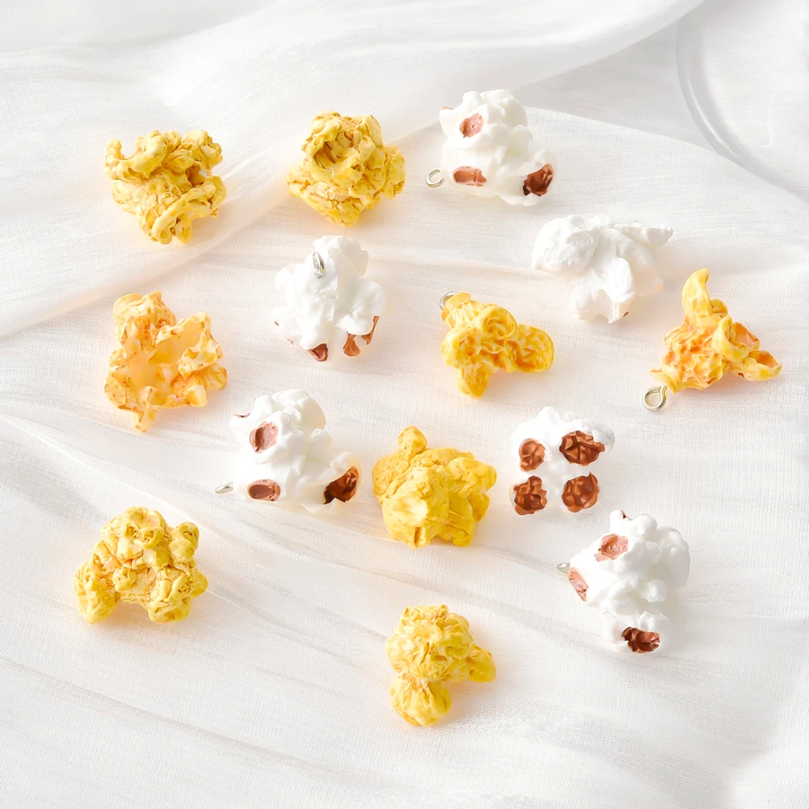 10/20Pcs Kawaii Harz 3D Simulation Lebensmittel Popcorn Breloques Schmuck DIY Ohrringe Material Mixed Schlange Cabochons Charms Großhandel – Detail 5