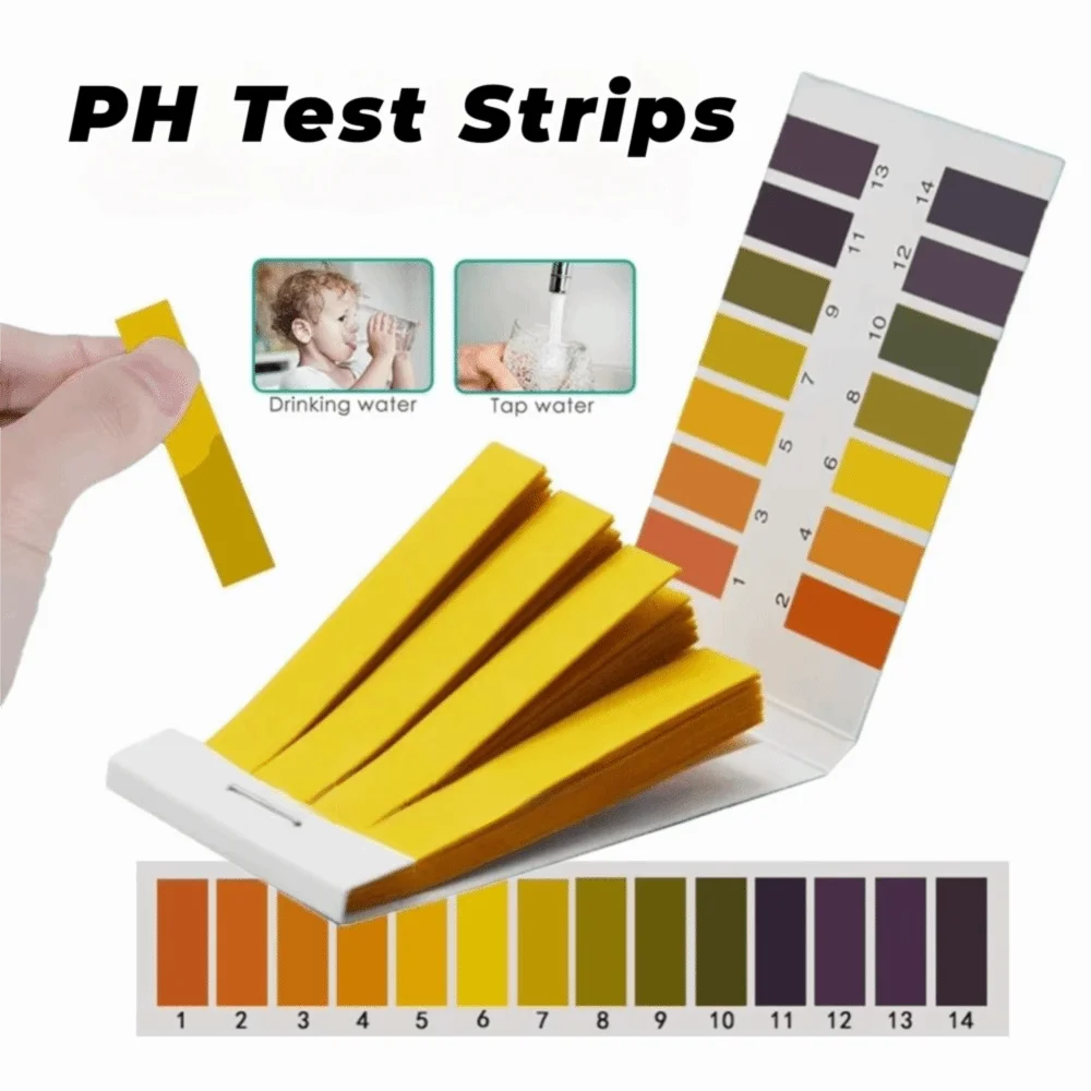 80 스트립/팩(컨트롤 카드 포함) 전문 PH 테스트 스트립 산성 알칼리성 표시기 종이 PH 측정기 표시기 테스트 스트립