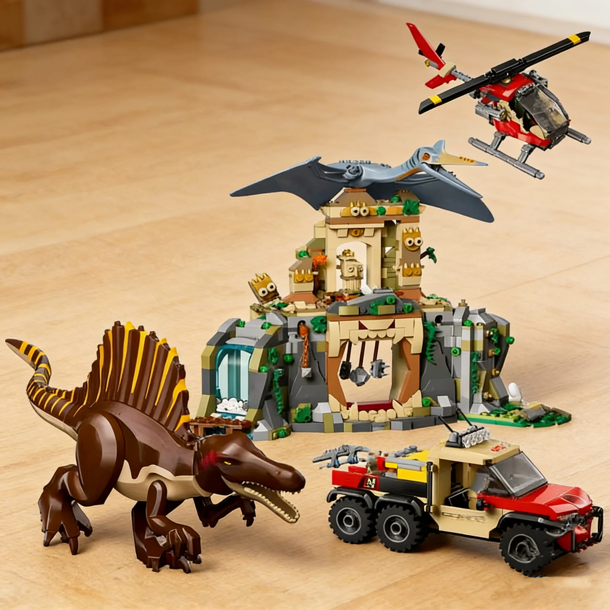 

Совместимые с другими брендами наборы конструкторов серии «Мир динозавров»: 76976 Спинозавр и Кетцалькоатлус, игрушки для воздушных миссий