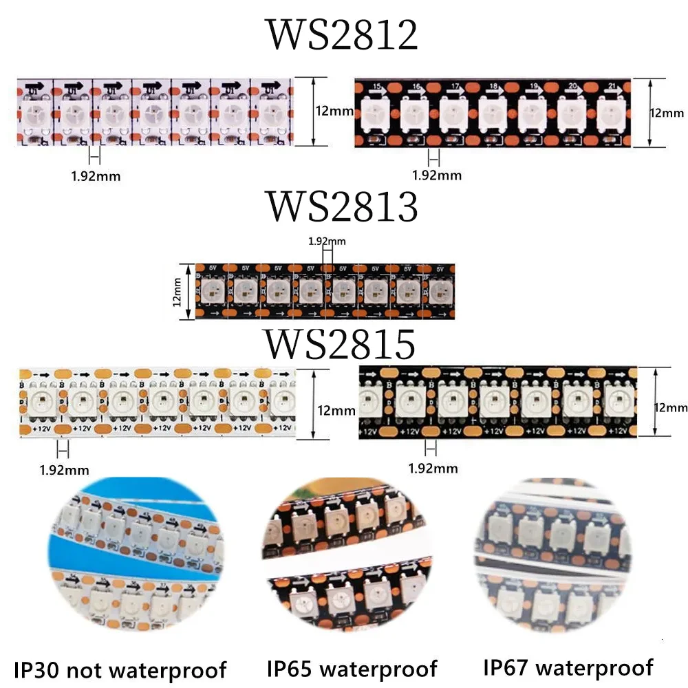 RGBIC Smart LED Strip Light WS2812B WS2815 WS2813 Individually Addressable Flexible lighting Full color led lamp 144leds/m 1-3m