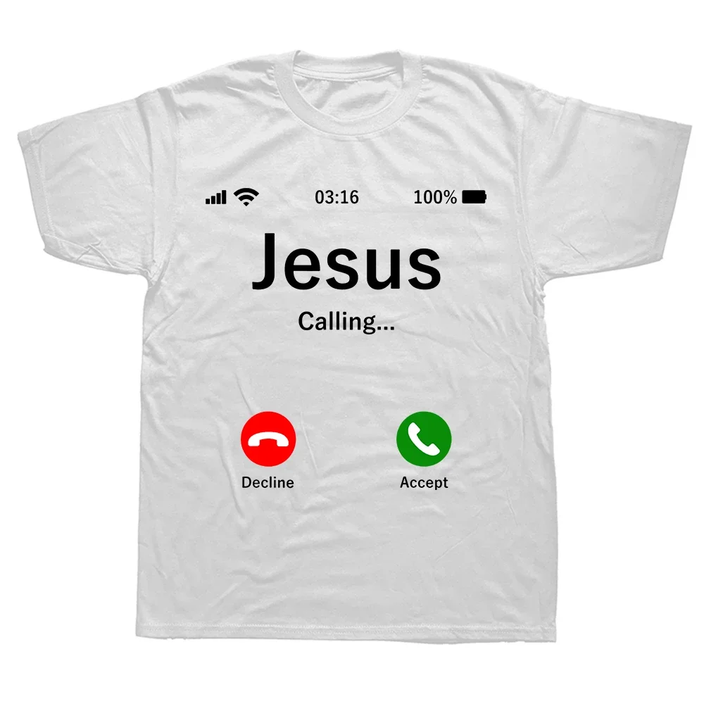 Jesus Is Calling T-Shirt for Men Christian Women Tee Gift Funny Christ God Phone New Arrivals Fashion Prayer T Shirt Summer Tees