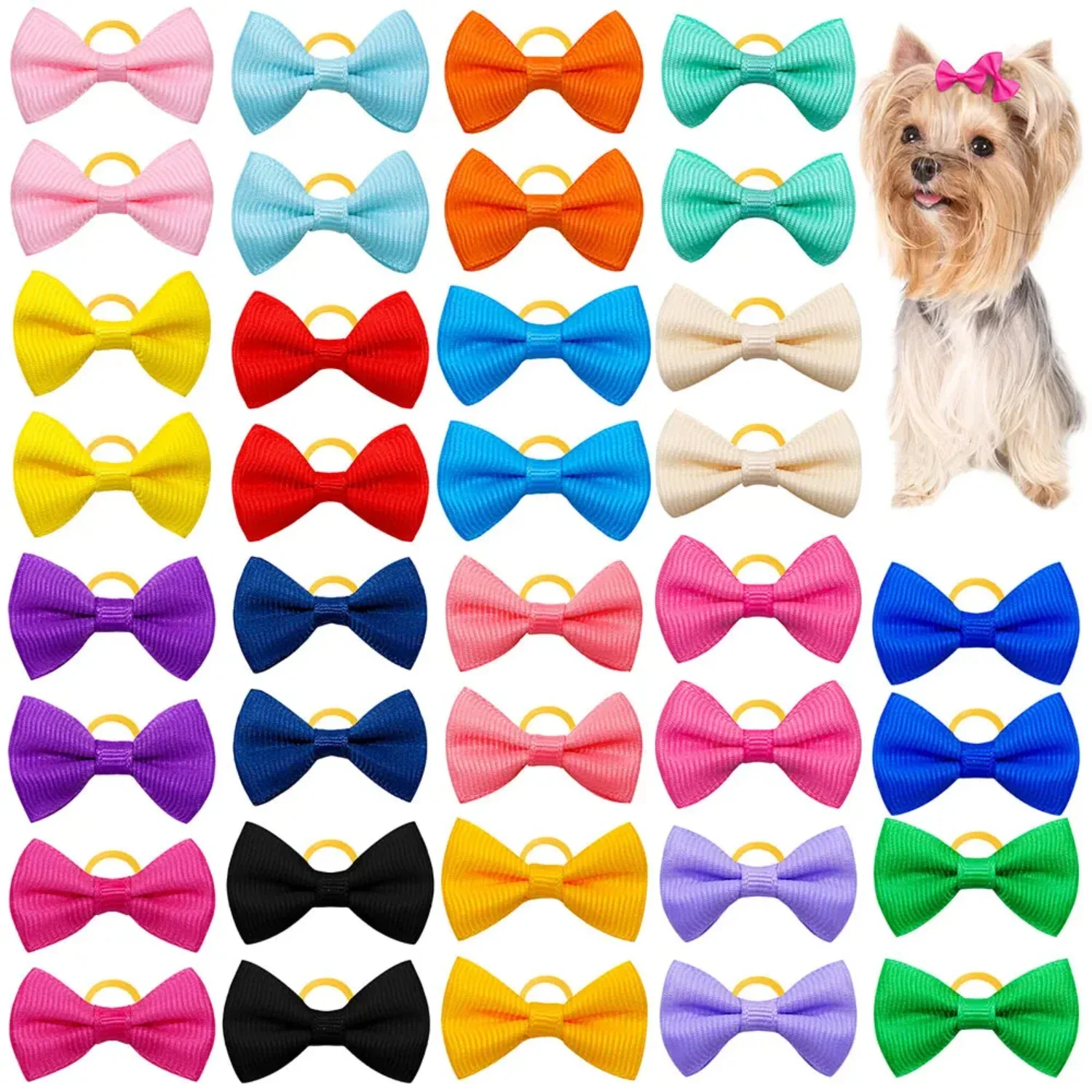 

Adorable, stylish limited edition set of hand-made solid grooming hair bows for small dogs. This ideal pet headwear includes 30