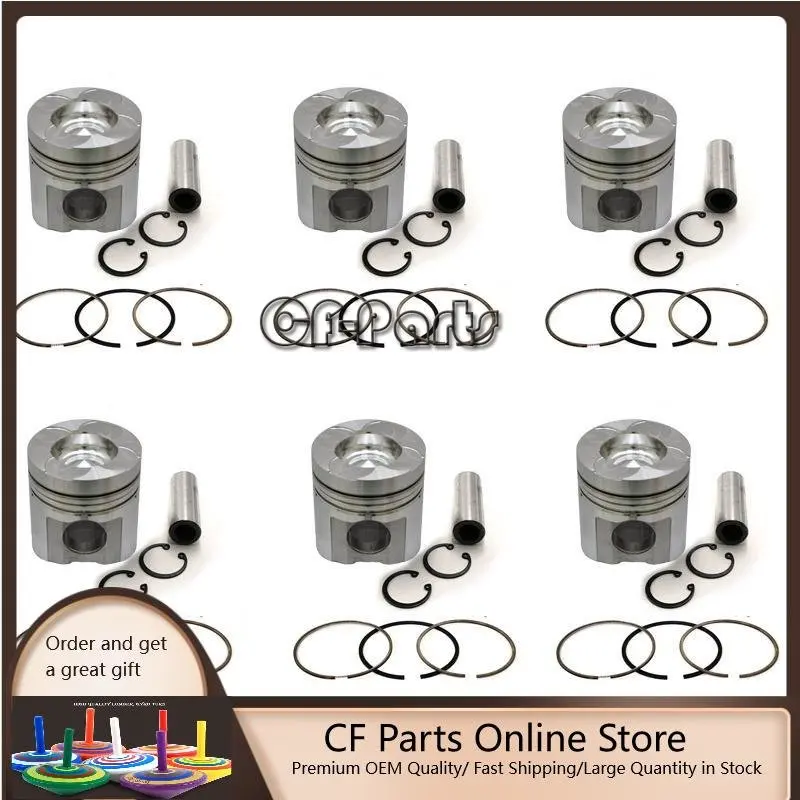 

New 6 Sets STD Piston Kit With Ring 6212-31-2151 Fit For Komatsu 6D140 Engine 140MM