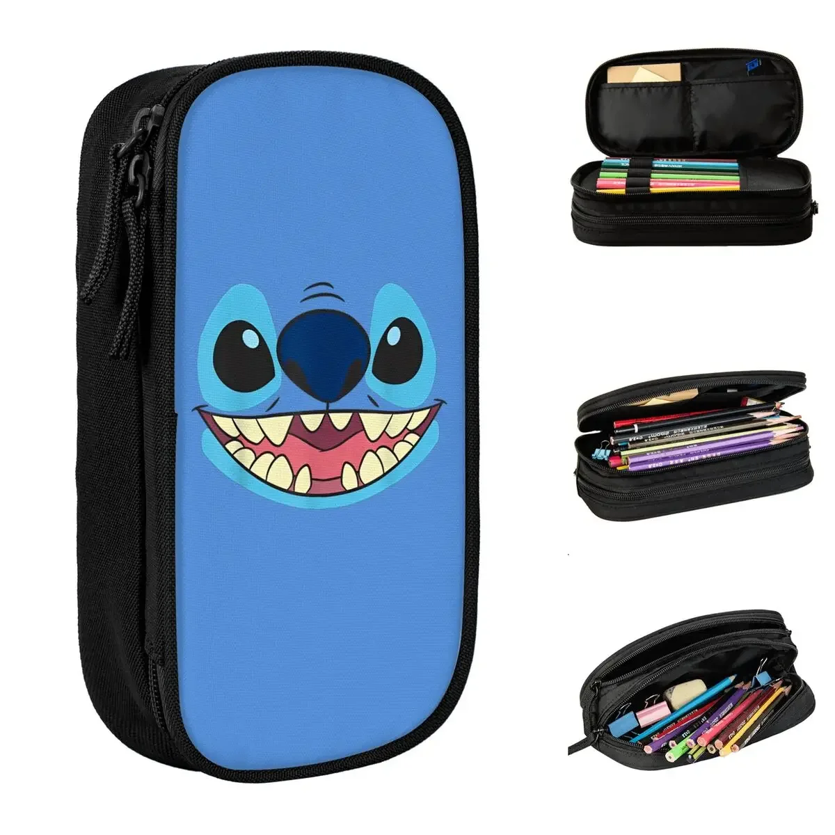 

Lilo & Stitch Big Face Stitch Pencil Case Cute Cute Cartoon Pen Box Pencil Bags Big Capacity School Supplies Zipper Pencilcases