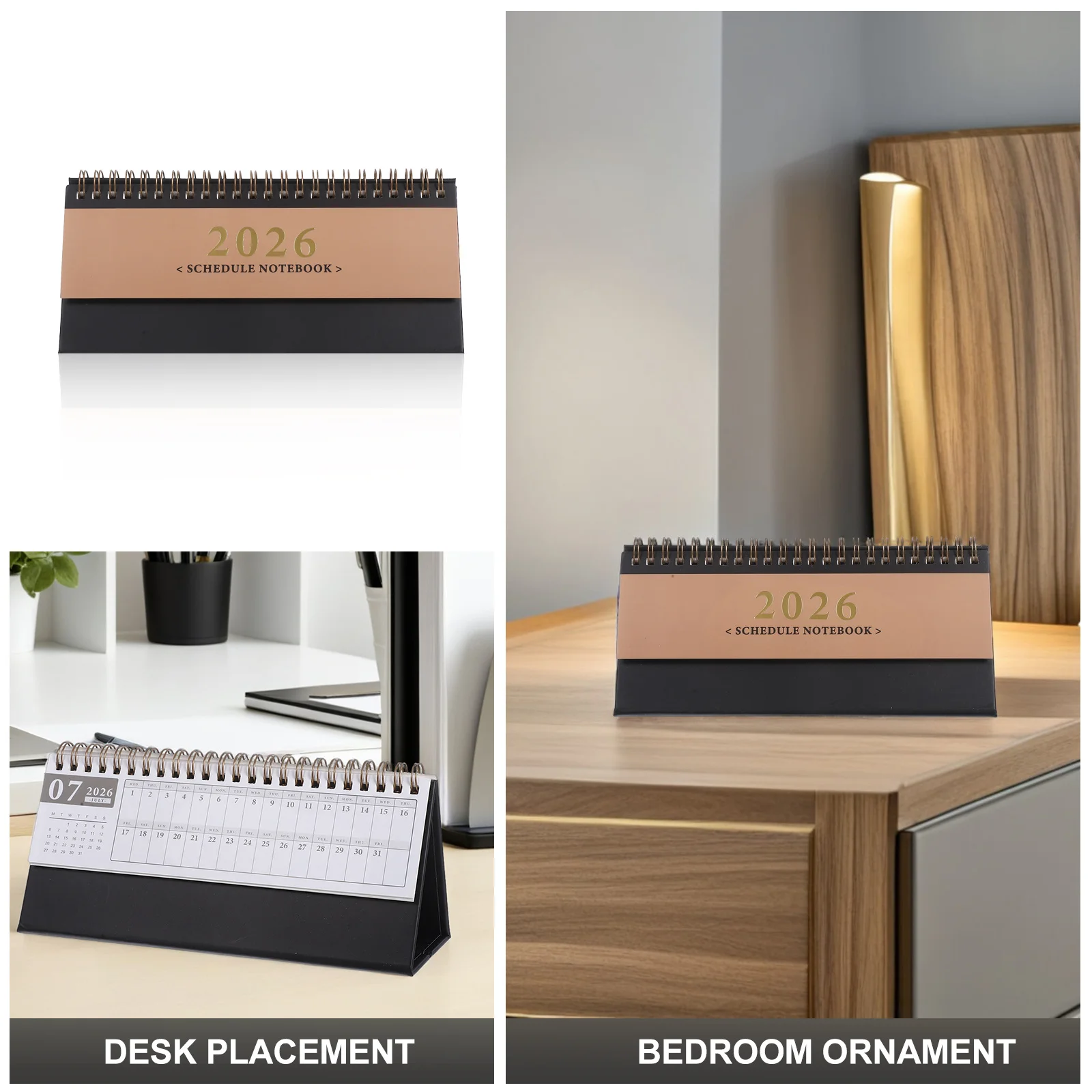 ปฏิทินตั้งโต๊ะแบบพลิกปี 2025-2026 ขนาดเล็ก พกพาสะดวก 15 เดือน กระดาษหนา เข้าเล่มแบบลวดคู่ สำหรับสำนักงาน บ้าน และโรงเรียน