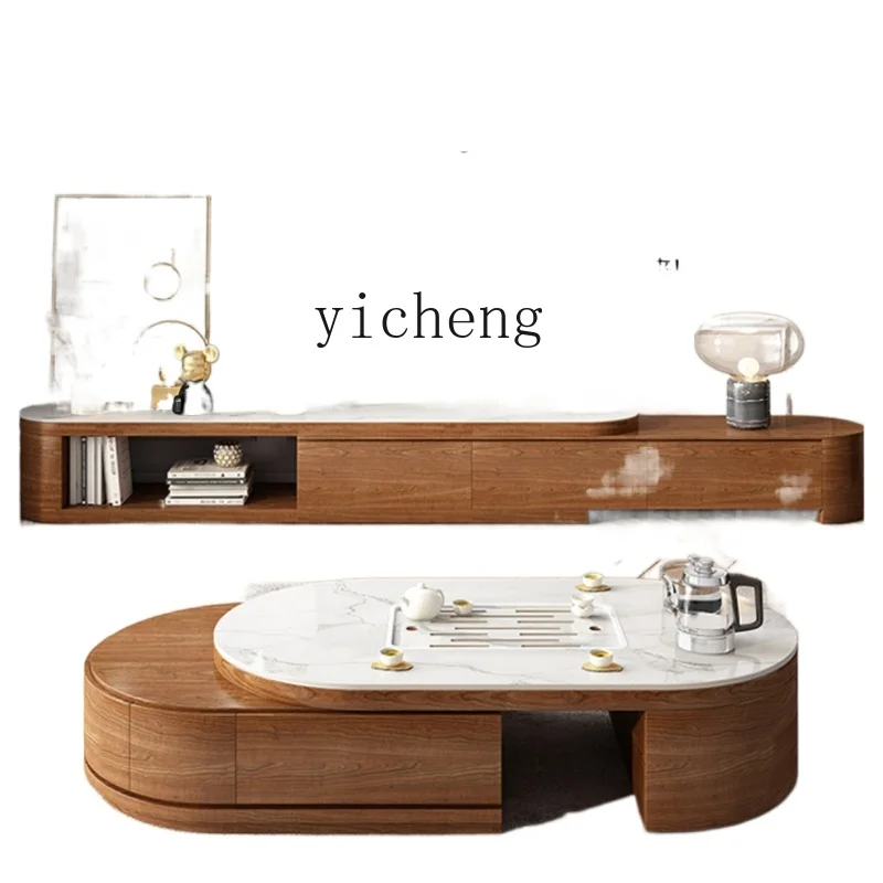 ZC Modern Minimalist Kung Fu Tea Table Tea Table Integrated Creative Stone Plate Coffee Table TV Cabinet Combination