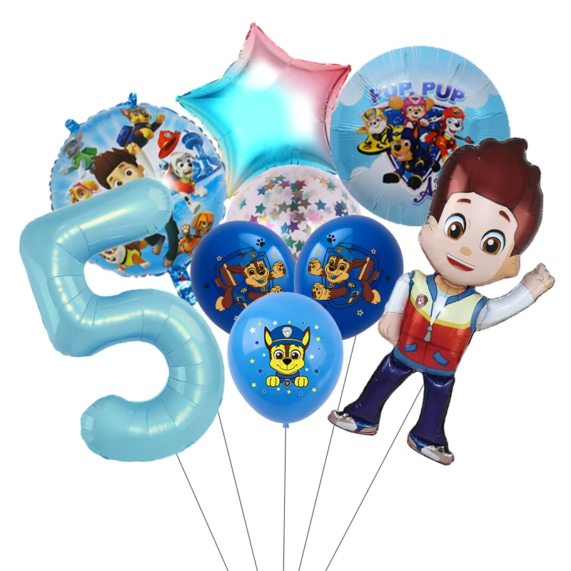 9pcs Cartoon Paw Patrol Themed Party Decoration Supplies Rescue Dog Aluminum Foil Balloon Birthday Gift - view 5