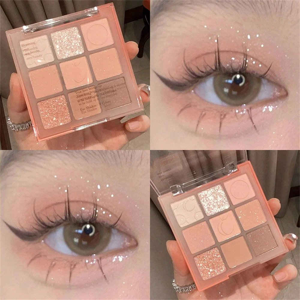 9 Colors Glitter Shiny Eyeshadow Palette Matte Pearlescent Eyeshadow Waterproof Lasting Eye Shadow Cosmetics Korean Eye Makeup