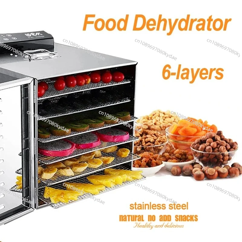 

НОВИНКА: Сушилка для фруктов LT-01, 6-слойная, из нержавеющей стали, электрическая, для дома, для овощей, мяса, трав, 220В