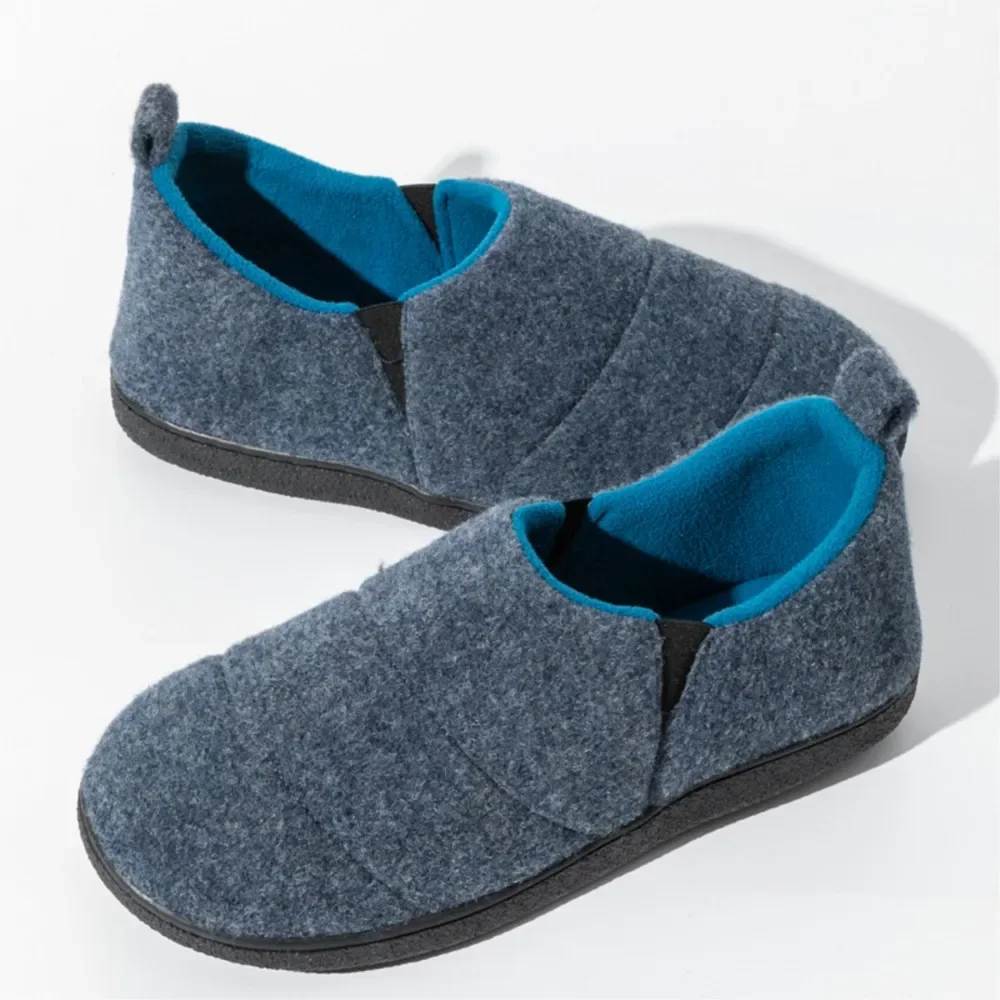 Slippers Fleece Warm Indoor House Shoes Kidmi Men Winter Closed Toe Home Soft Sole Slip On Cozy Bedroom Cotton Slippers For Male