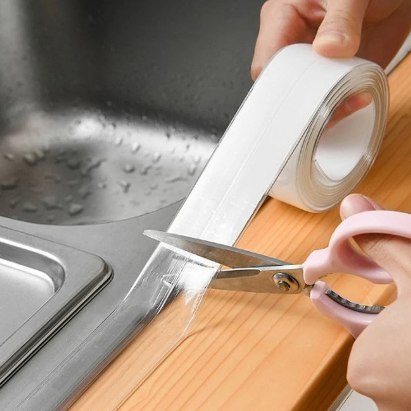 Sealing strip Transparent Acrylic Single-fold Kitchen And Bathroom Waterproof Mildew Stickers Sink Beautiful Sticker(3.2m*3.8cm)