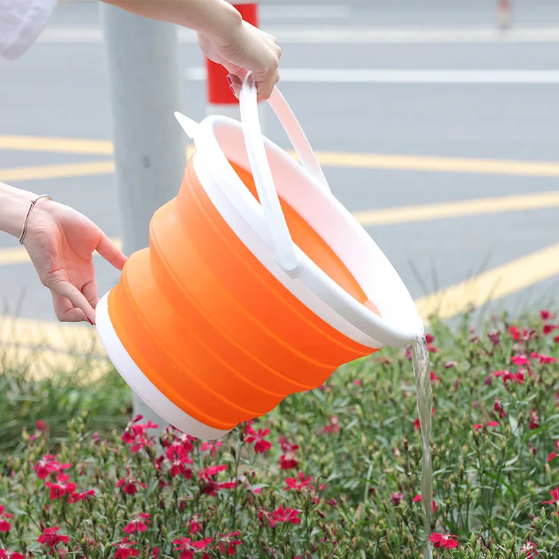 10L/5L/3 Collapsible Bucket Portable Folding Bucket Lid Silicone Car Washing Bucket Children Outdoor Fishing Travel Home Storage