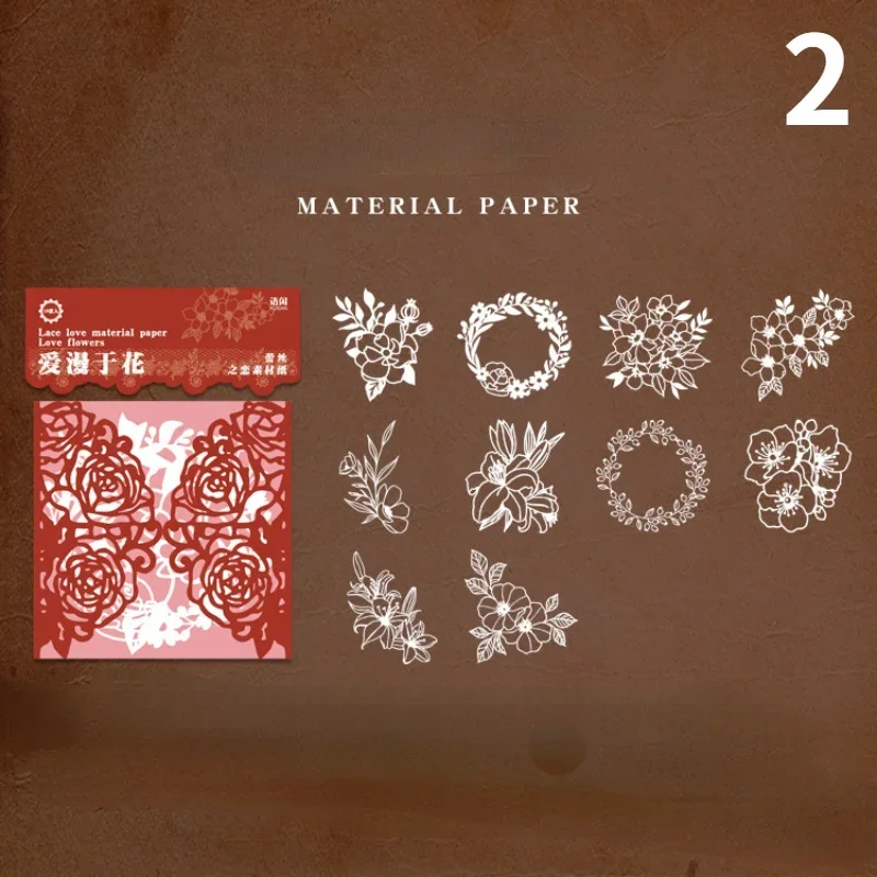 Paper Carving Material: Paper Lace Love Series, Simple Art Hand Curtain Decoration, 10 Pieces of Backing Paper