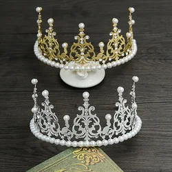 Half Crown Cake Decoration Crown Metal Pearl Birthday Party Cake Topper Ornaments