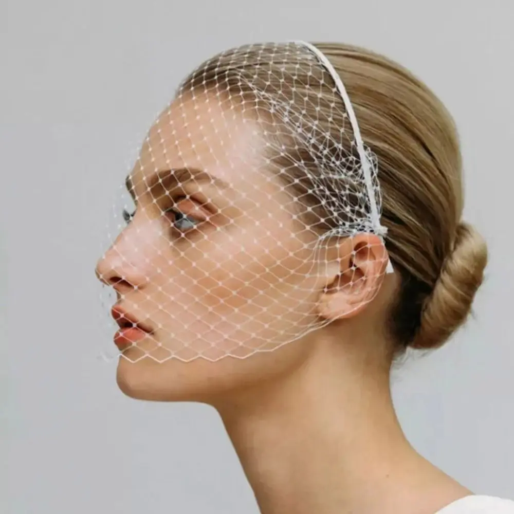 Mesh Face Cover Elegant Veil Headband Party Stage Headgear Women Girls Birdcage Veil Head Hoop Hair Jewelry Accessories