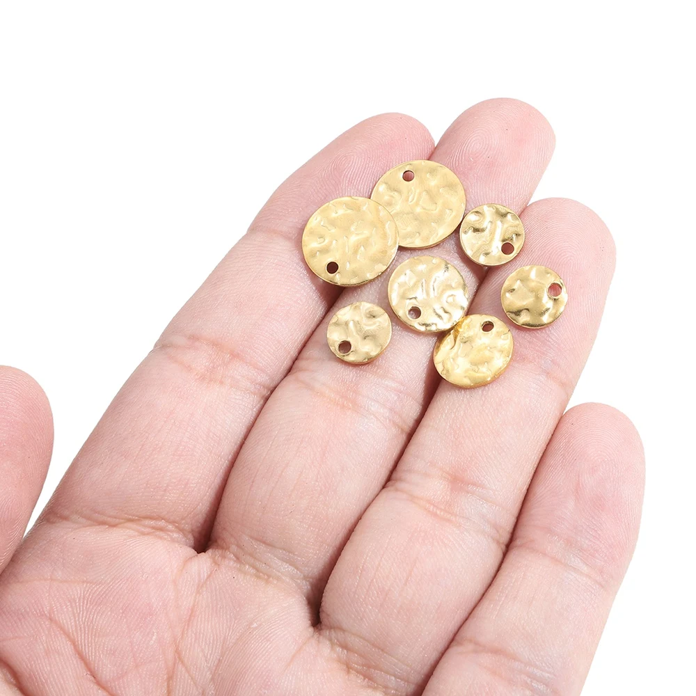 20 Pcs Stainless Steel Gold Color Round Embossing Pendant Disc Charms DIY Jewelry Making Necklace Findings Bracelet Accessories