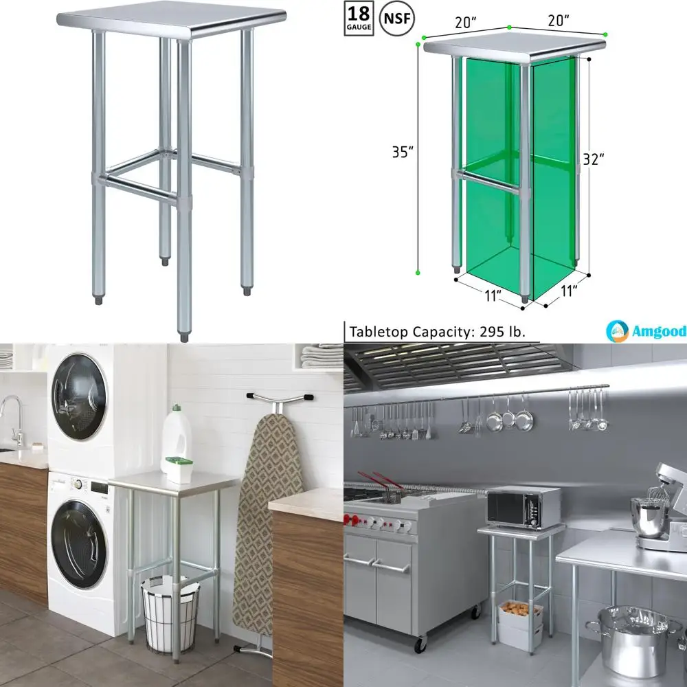 

Рабочий стол из нержавеющей стали, сертифицированный NSF, кухонный остров, подготовка пищевых продуктов, скамья для стирки, 20x20